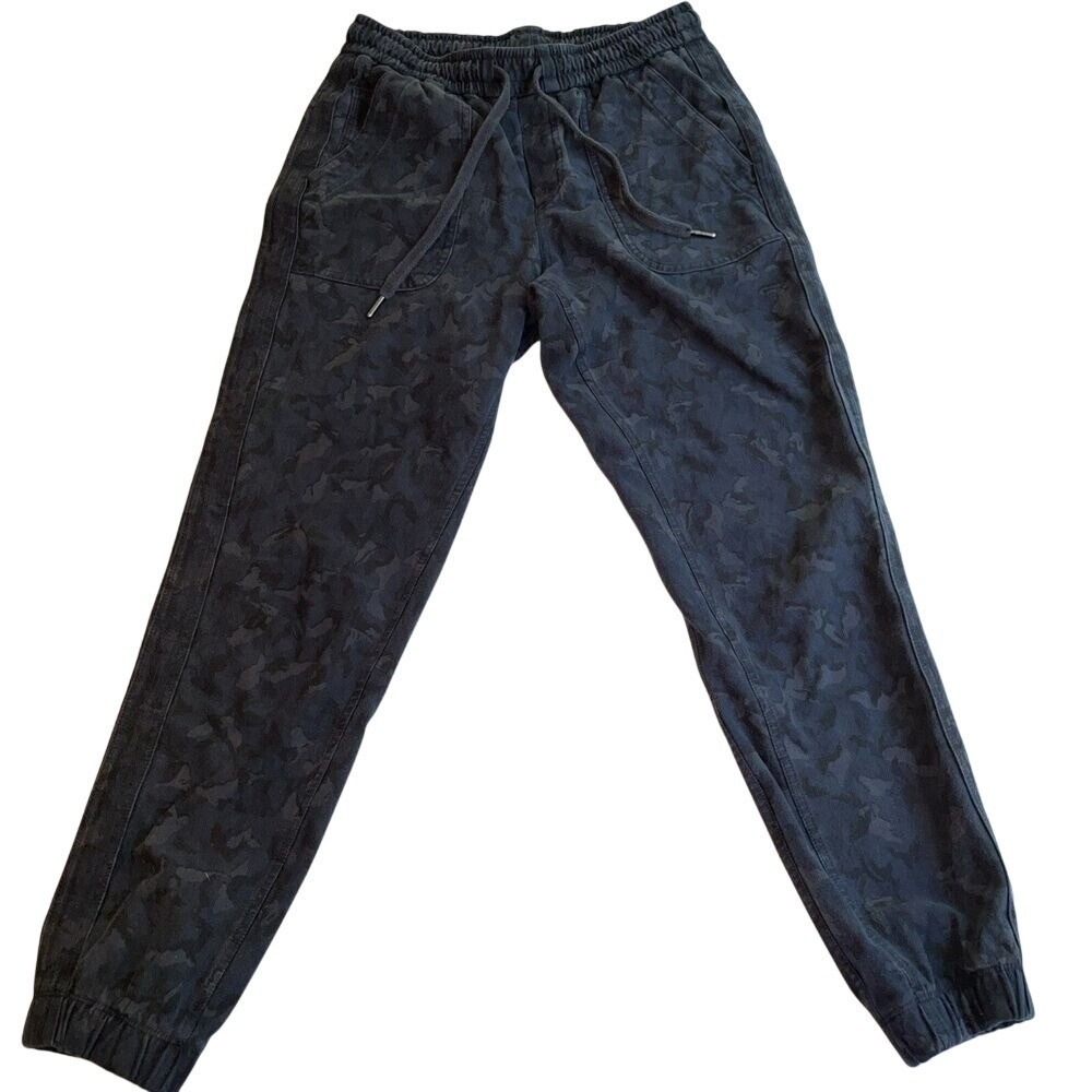 Athleta Women's Camo Farallon Jogger Cotton Stretch Black Blue‎ 535275 sz 4